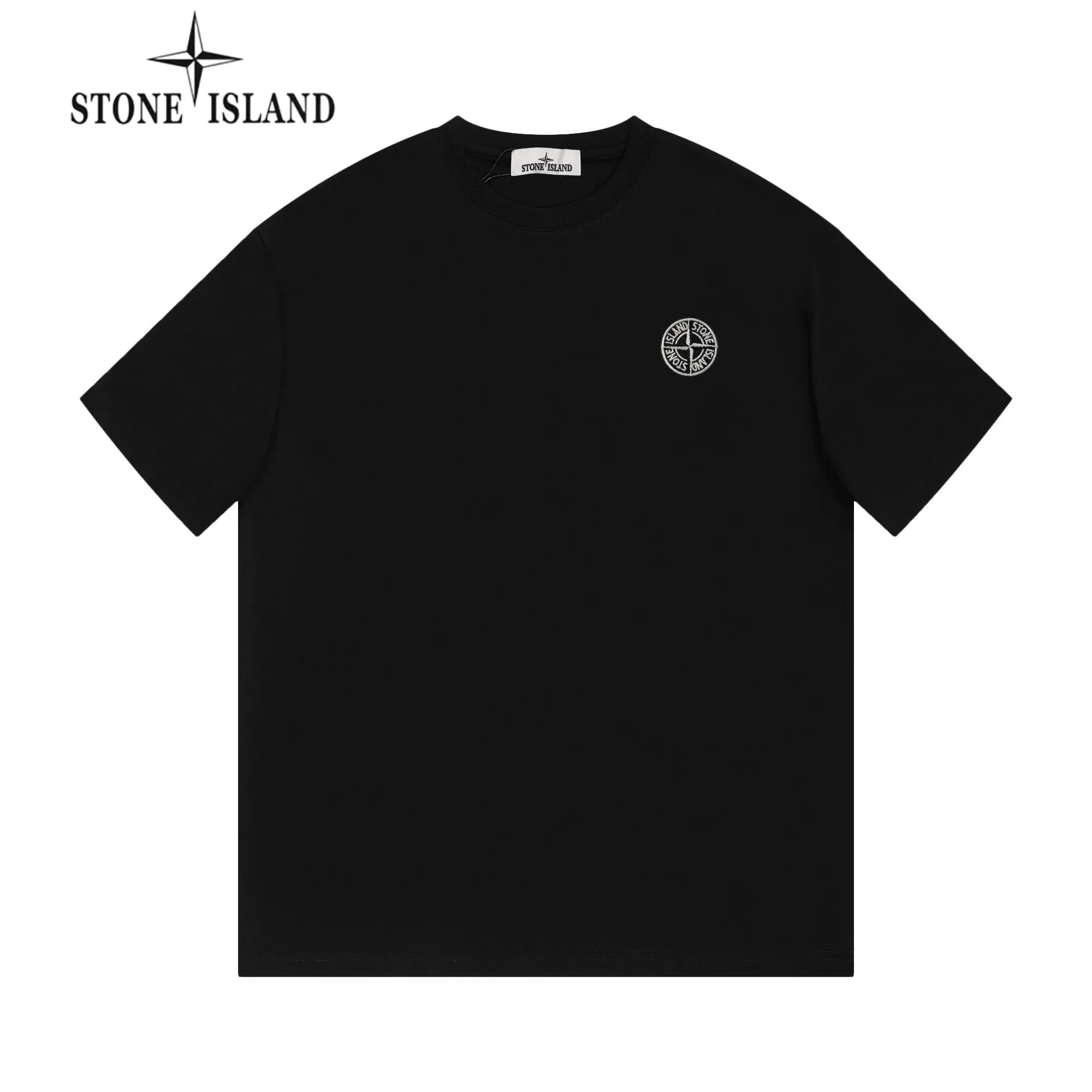 P150 STONE ISLAND Stone Island solid color logo, available at the counter, original order, fashionable and casual round neck short-sleeved T-shirt, the upper body is very unique! Eye-catching and bright, imported original fabric, 🪡 craft letter pattern decorated logo, simple yet fashionable, classic atmosphere, comfortable and breathable, handsome and stylish upper body, 2️⃣ recommended colors, size: S-2XL